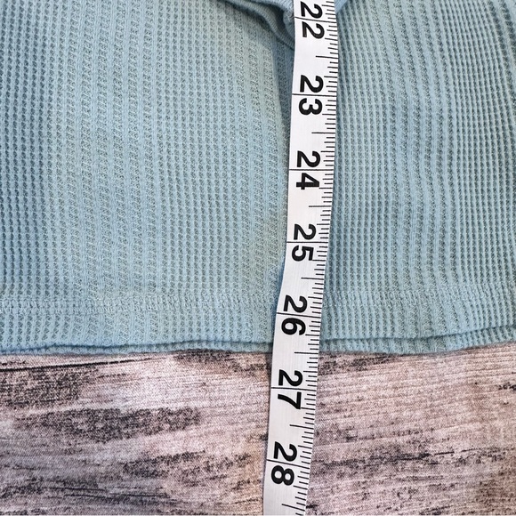 Aerie Light Bluish Green Ribbed Henley Knit Top; Super Soft XL - Picture 5 of 6